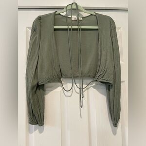 WILD LOVE V-neck green wrap crop top